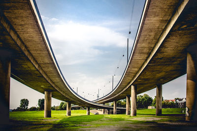 Bridge against sky in city