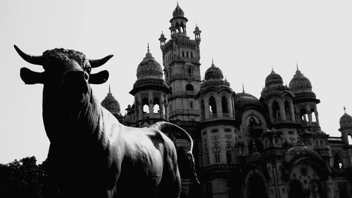 View of statue in city