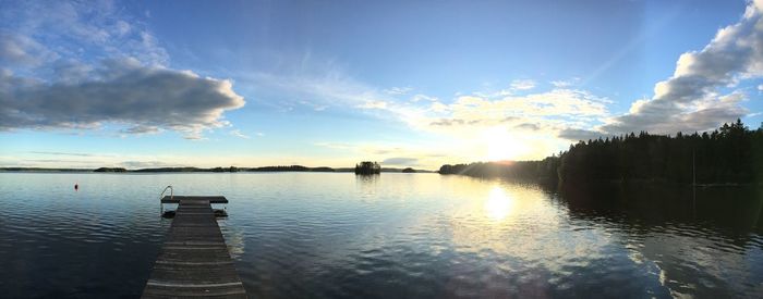 Panoramic view of lake against sky