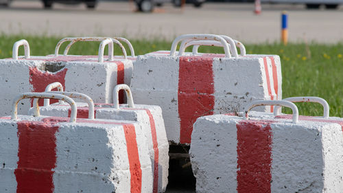 Close-up of empty seats in row