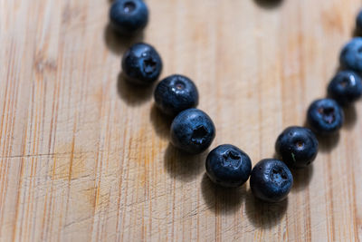 High angle view of berries on table