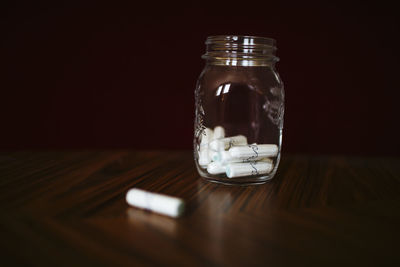 Group of tampons in glass jar