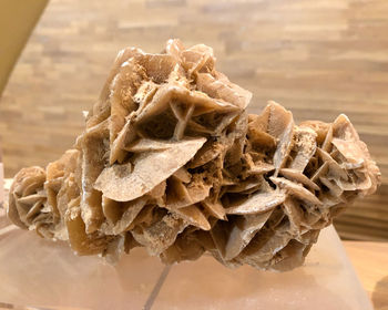 Close-up of stack on table