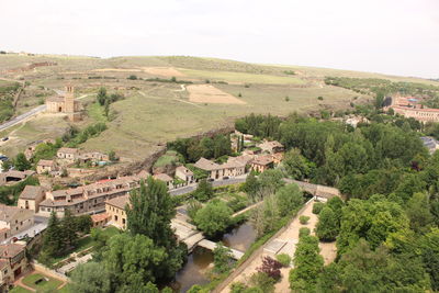 High angle view of landscape against sky