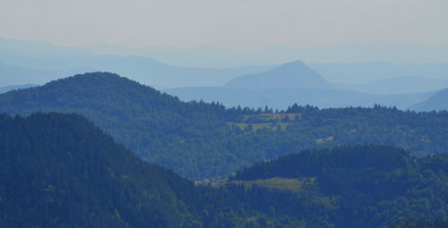 High angle view of mountains against sky