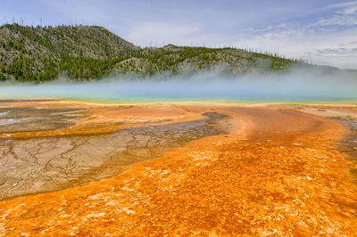 High angle view of hot spring