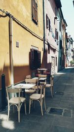 Chairs in street