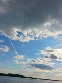 Scenic view of sea against cloudy sky