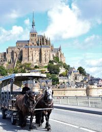 Horse cart in a building