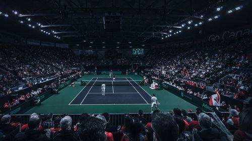 High angle view of people at concert