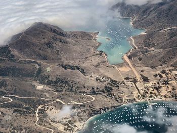 Aerial view of sea from airplane