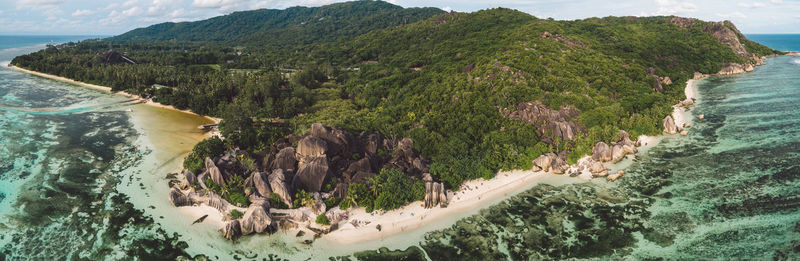 High angle view of bay on beach