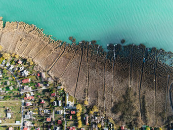 High angle view of buildings on beach