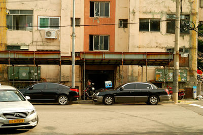 Cars on street in city