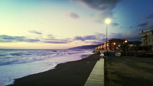 Scenic view of sea at sunset