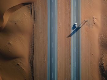 Aerial view of car on road