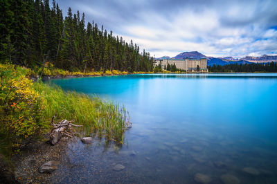 Scenic view of lake against sky