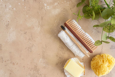 High angle view of food on table