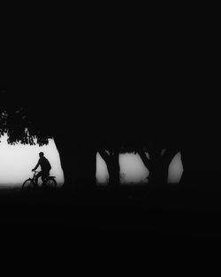 Silhouette people walking on beach against sky during sunset