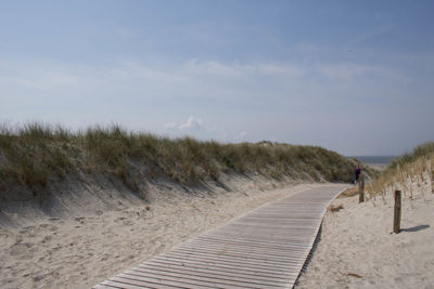 Rear view of man walking on beach