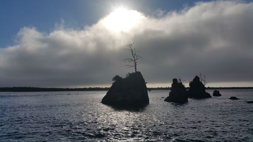 Scenic view of sea against cloudy sky