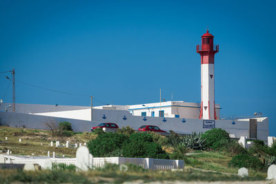 Lighthouse against blue sky