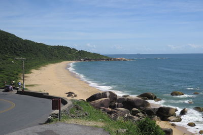 Scenic view of beach against sky