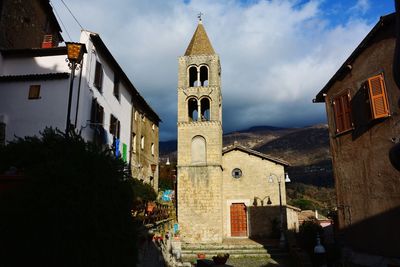 Low angle view of buildings against sky