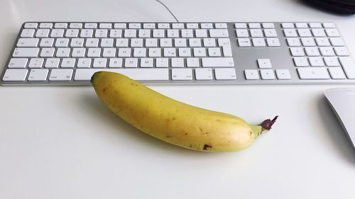 High angle view of bananas on table