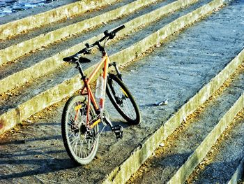 Bicycle parked on floor