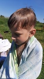 Close-up portrait of cute boy