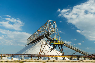 Low angle view of bridge against blue sky