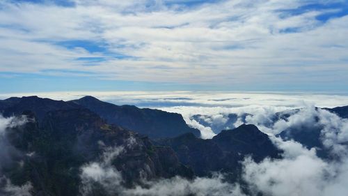 Scenic view of mountains against sky