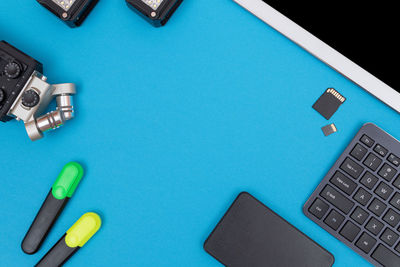 High angle view of laptop on table