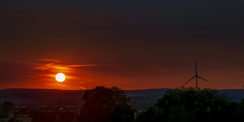 Silhouette trees and plants against sky during sunset