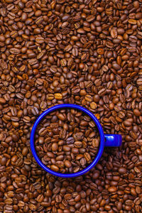 High angle view of coffee beans