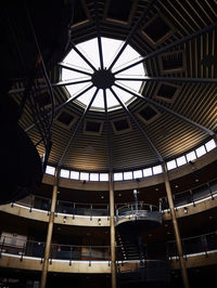 Low angle view of skylight in building