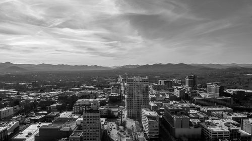 High angle view of townscape against sky