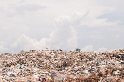 Close-up of garbage against sky