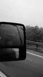 Close-up of wet car window