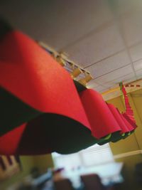 Close-up low angle view of flags