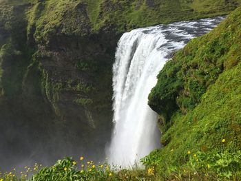 Scenic view of waterfall