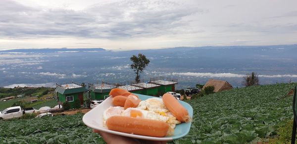 View of orange slice against sky