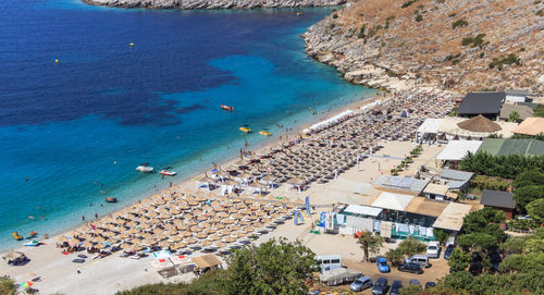 High angle view of people on beach