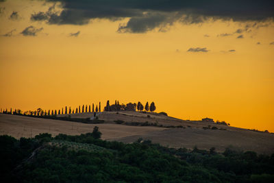 Scenic view of landscape against sky during sunset
