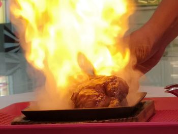 Close-up of person preparing food