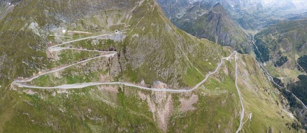 High angle view of winding road on mountain