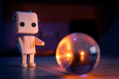 Close-up of toy on table at home