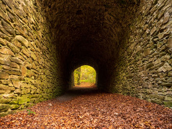 Stone wall in tunnel