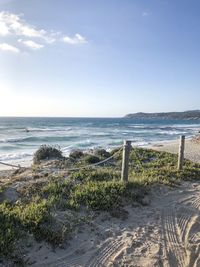 Scenic view of beach against sky